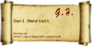 Geri Henriett névjegykártya